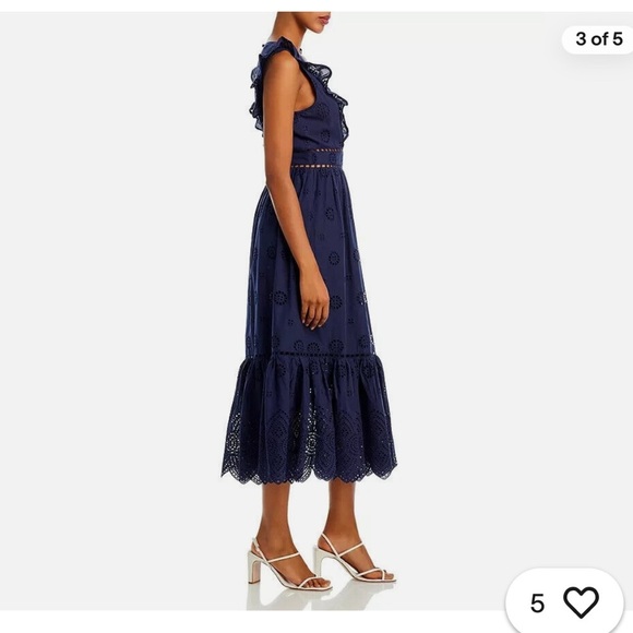 Aqua Eyelet Midi Dress - Picture 2 of 14